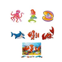 Toytexx Wooden Jigsaw Puzzles, 6 Pack Ocean Puzzles for Toddlers Kids 3 Years Old Educational Toys for Boys and Girls